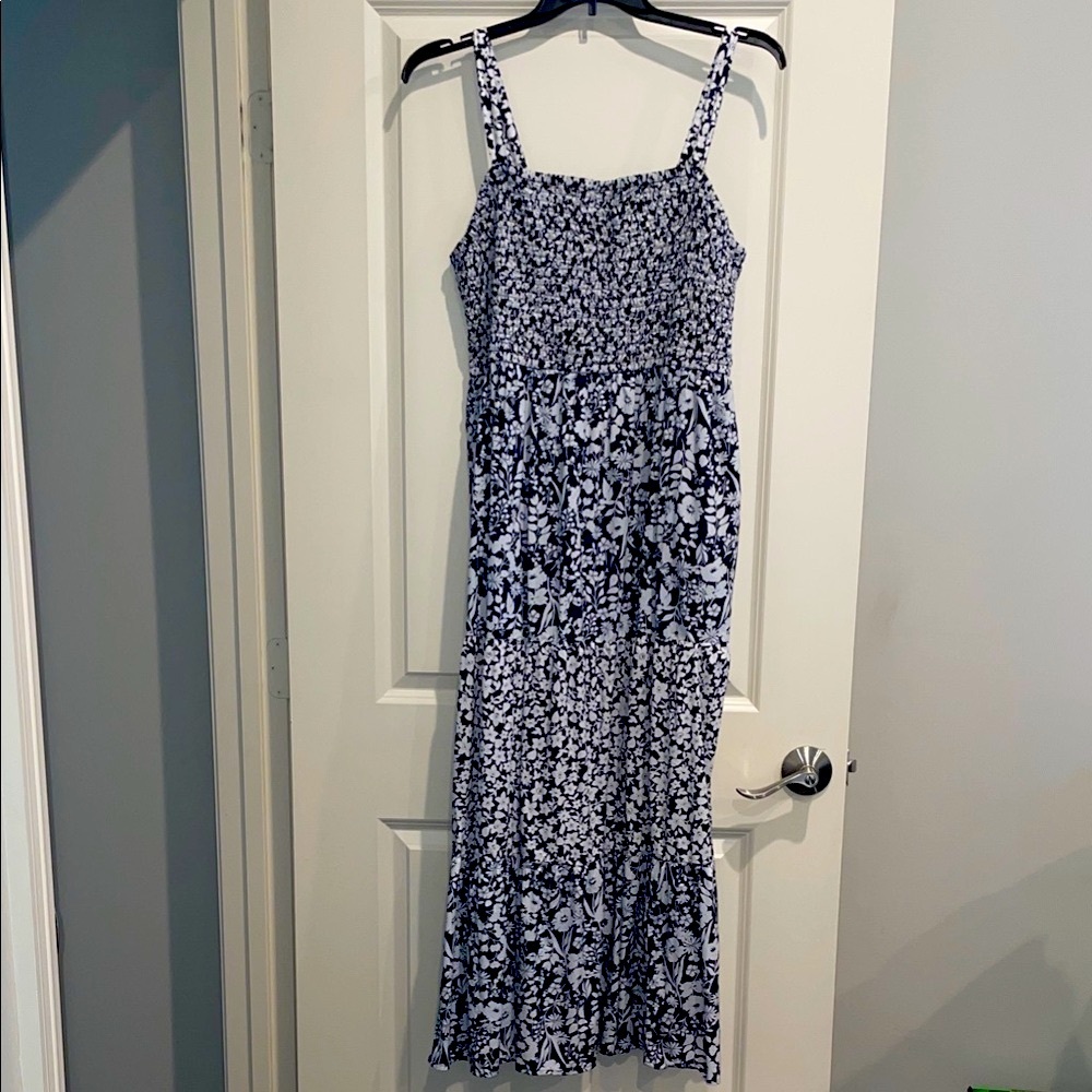 Lane Bryant Navy and White Floral Maxi Dress